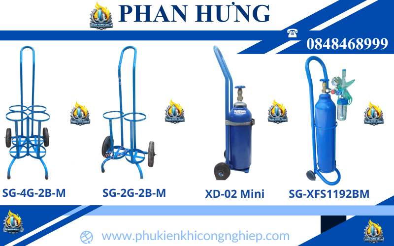 Tổng Hợp 15 Loại Xe Đẩy Bình Khí Oxy, Nitơ, Argon, CO2, Gió Đá Giá Rẻ (9)